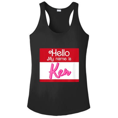 Hello My Name Is Ken Halloween Funny Name Tag Personalized Ladies PosiCharge Competitor Racerback Tank