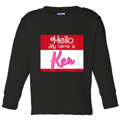 Hello My Name Is Ken Halloween Funny Name Tag Personalized Toddler Long Sleeve Shirt