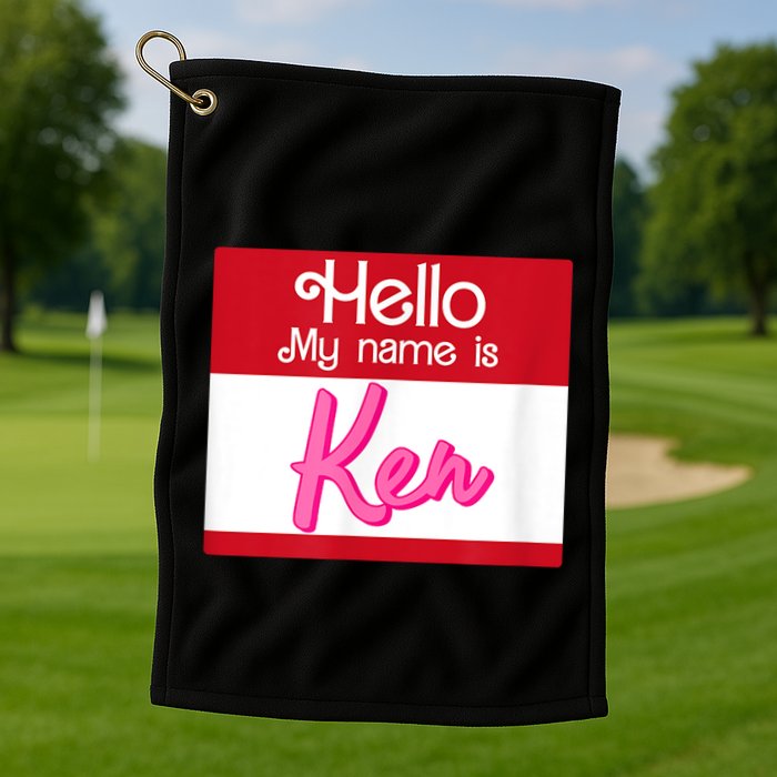 Hello My Name Is Ken Halloween Funny Name Tag Personalized Golf Towel