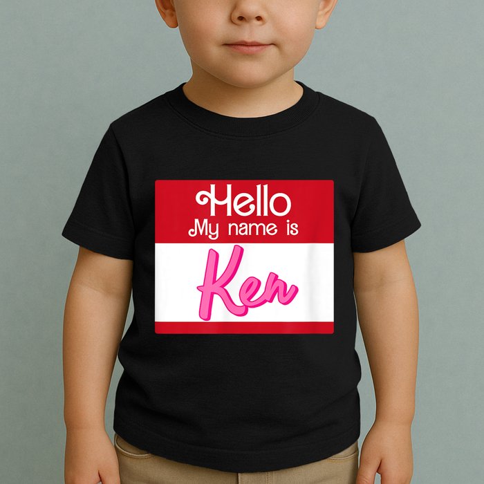Hello My Name Is Ken Halloween Funny Name Tag Personalized Toddler T-Shirt