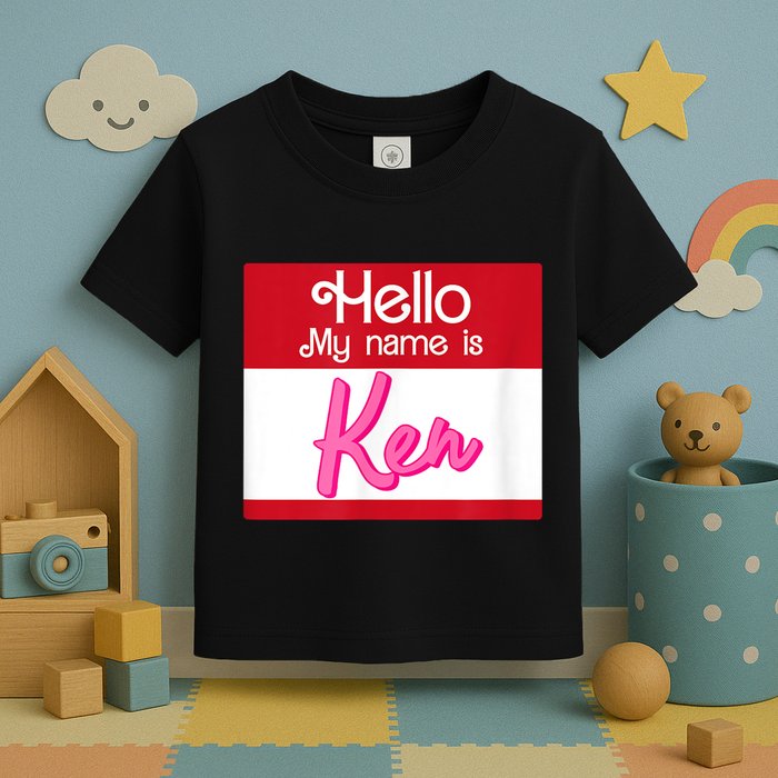 Hello My Name Is Ken Halloween Funny Name Tag Personalized Toddler T-Shirt