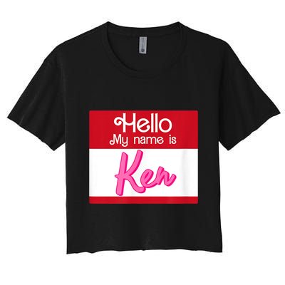 Hello My Name Is Ken Halloween Funny Name Tag Personalized Crop Top
