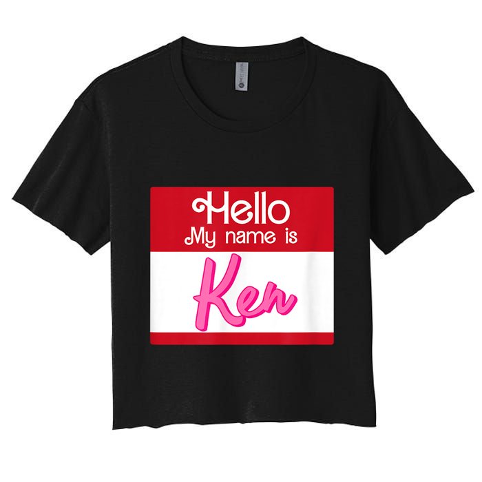 Hello My Name Is Ken Halloween Funny Name Tag Personalized Crop Top