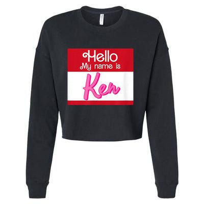 Hello My Name Is Ken Halloween Funny Name Tag Personalized Cropped Pullover Crew