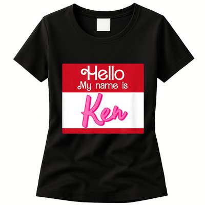 Hello My Name Is Ken Halloween Funny Name Tag Personalized Womens T-Shirt