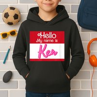 Hello My Name Is Ken Halloween Funny Name Tag Personalized Kids Hoodie