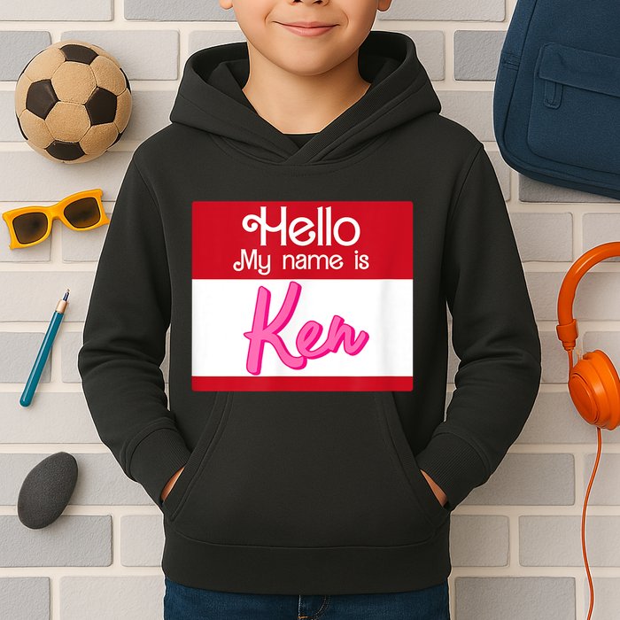 Hello My Name Is Ken Halloween Funny Name Tag Personalized Kids Hoodie