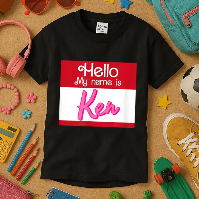 Hello My Name Is Ken Halloween Funny Name Tag Personalized Kids T-Shirt
