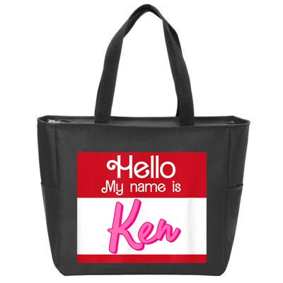 Hello My Name Is Ken Halloween Funny Name Tag Personalized Zip Tote Bag