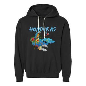 Honduras Map Nature Parrot Diving Souvenir Pride Garment-Dyed Fleece Hoodie