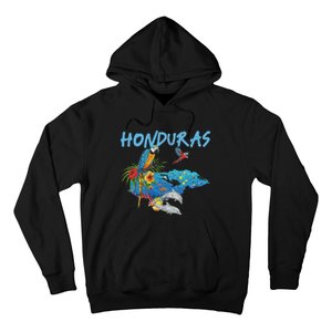 Honduras Map Nature Parrot Diving Souvenir Pride Hoodie