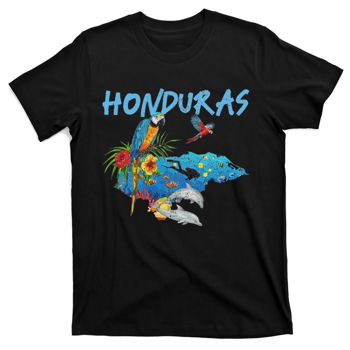 Honduras Map Nature Parrot Diving Souvenir Pride T-Shirt