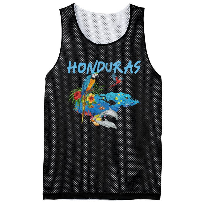 Honduras Map Nature Parrot Diving Souvenir Pride Mesh Reversible Basketball Jersey Tank