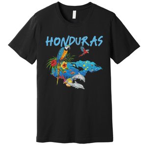 Honduras Map Nature Parrot Diving Souvenir Pride Premium T-Shirt