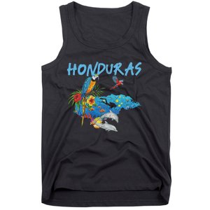 Honduras Map Nature Parrot Diving Souvenir Pride Tank Top