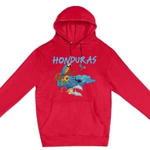 Honduras Map Nature Parrot Diving Souvenir Pride Premium Pullover Hoodie