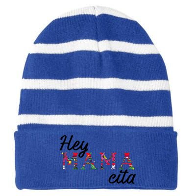 Hey Mamacita Needs A Margarita Mamacita Cinco De Mayo Great Gift Striped Beanie with Solid Band