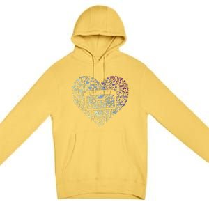 Heart Music Notes Cartridge Premium Pullover Hoodie