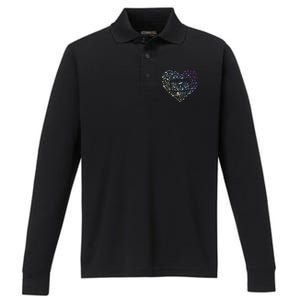 Heart Music Notes Cartridge Performance Long Sleeve Polo