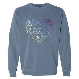 Heart Music Notes Cartridge Garment-Dyed Sweatshirt