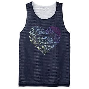 Heart Music Notes Cartridge Mesh Reversible Basketball Jersey Tank