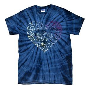 Heart Music Notes Cartridge Tie-Dye T-Shirt