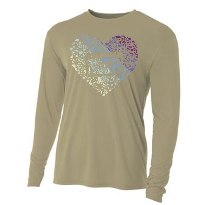 Heart Music Notes Cartridge Cooling Performance Long Sleeve Crew