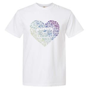 Heart Music Notes Cartridge Garment-Dyed Heavyweight T-Shirt