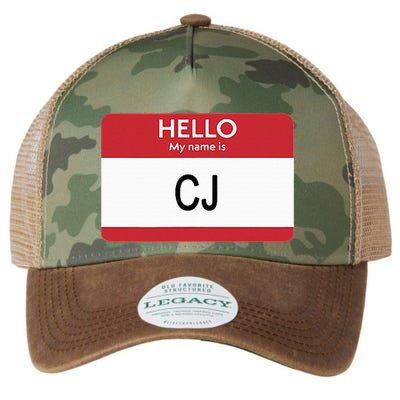 Hello My Name Is Cj Name Tag Sticker Label Legacy Tie Dye Trucker Hat