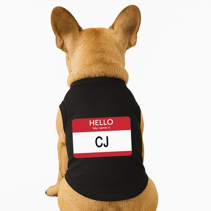 Hello My Name Is Cj Name Tag Sticker Label Doggie Tank
