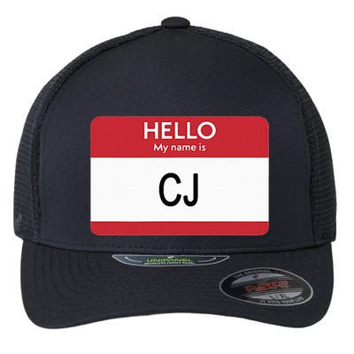 Hello My Name Is Cj Name Tag Sticker Label Flexfit Unipanel Trucker Cap