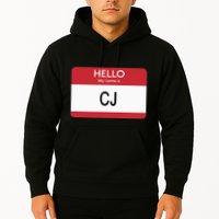 Hello My Name Is Cj Name Tag Sticker Label Hoodie