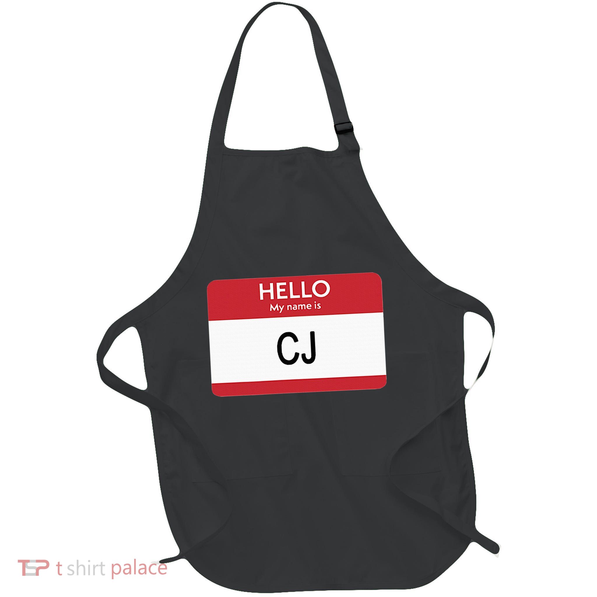 Hello My Name Is Cj Name Tag Sticker Label Apron
