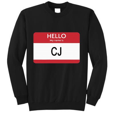 Hello My Name Is Cj Name Tag Sticker Label Sweatshirt