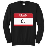 Hello My Name Is Cj Name Tag Sticker Label Sweatshirt