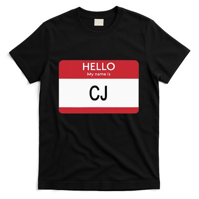 Hello My Name Is Cj Name Tag Sticker Label T-Shirt