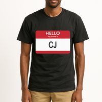 Hello My Name Is Cj Name Tag Sticker Label Tall T-Shirt