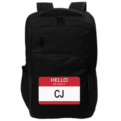 Hello My Name Is Cj Name Tag Sticker Label Impact Tech Backpack