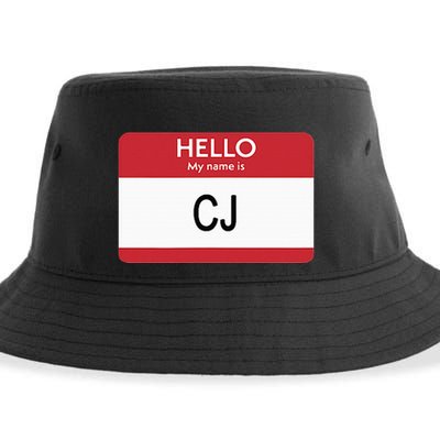 Hello My Name Is Cj Name Tag Sticker Label Sustainable Bucket Hat