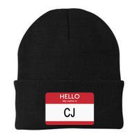 Hello My Name Is Cj Name Tag Sticker Label Beanie