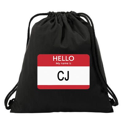 Hello My Name Is Cj Name Tag Sticker Label Drawstring Bag