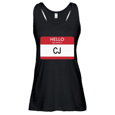 Hello My Name Is Cj Name Tag Sticker Label Ladies Essential Flowy Tank