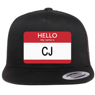 Hello My Name Is Cj Name Tag Sticker Label Flatbill Hat
