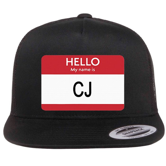 Hello My Name Is Cj Name Tag Sticker Label Flatbill Hat