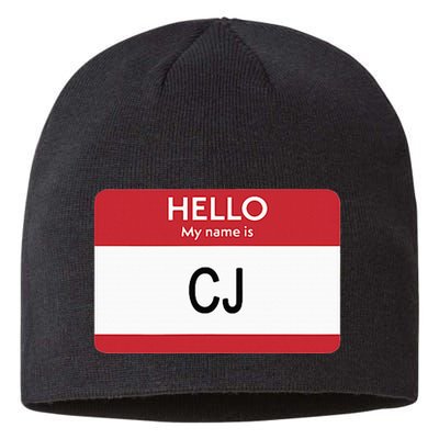 Hello My Name Is Cj Name Tag Sticker Label Sustainable Beanie