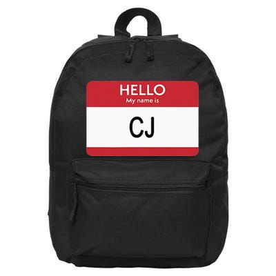 Hello My Name Is Cj Name Tag Sticker Label 16 in Basic Backpack