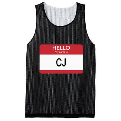 Hello My Name Is Cj Name Tag Sticker Label Mesh Reversible Basketball Jersey Tank