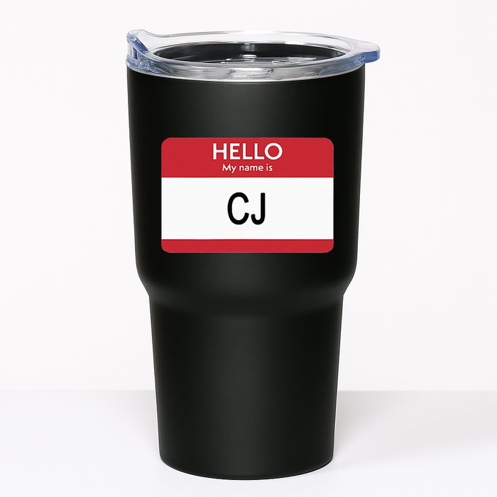 Hello My Name Is Cj Name Tag Sticker Label Tumbler