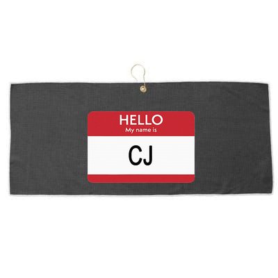 Hello My Name Is Cj Name Tag Sticker Label Large Microfiber Waffle Golf Towel