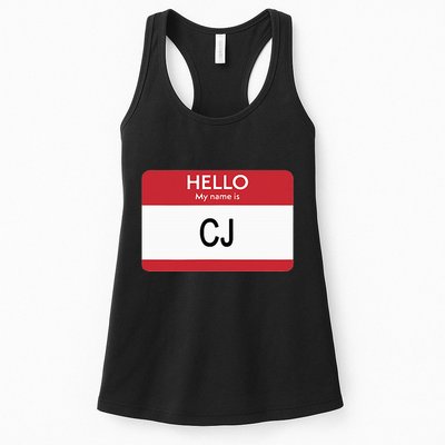 Hello My Name Is Cj Name Tag Sticker Label Womens Tank Top